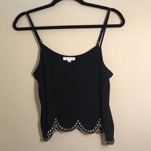 Black + Gold Scallop Trim Crop Tank